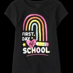 Place Black Tee with Colorful School Design